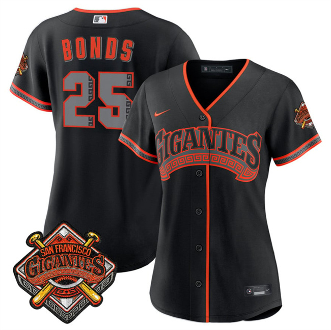 Women's San Francisco Giants #25 Barry Bonds Black 2026 Alternate Stadium Stitched Baseball Jersey(Run Small)